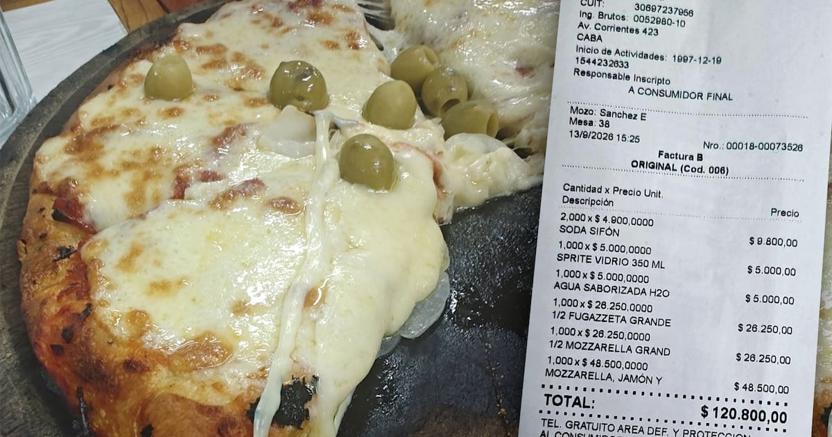 Una salida a una pizzería del centro porteño: el ticket completo pasó los 120 mil pesos entre pizzas y bebidas